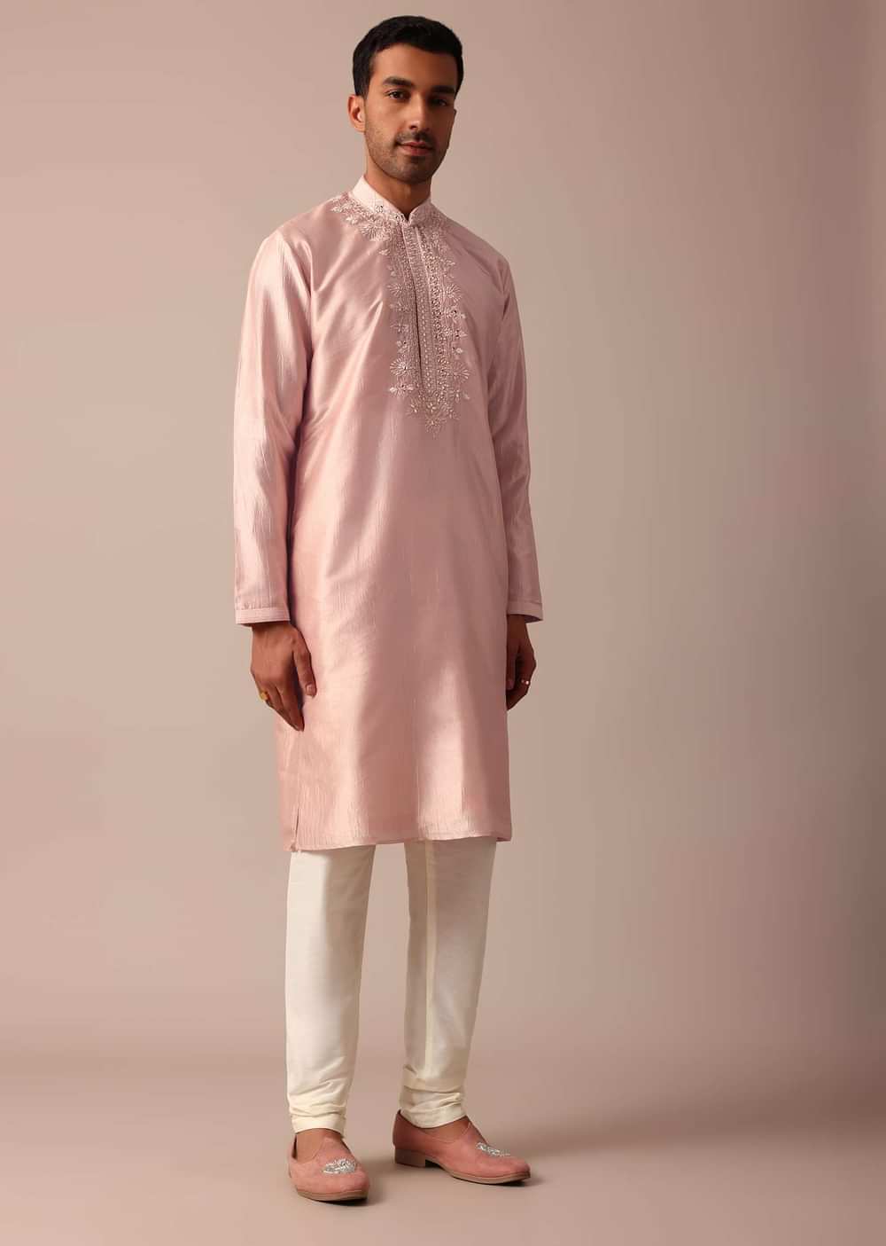 Stunning Peach Silk Sherwani For Men