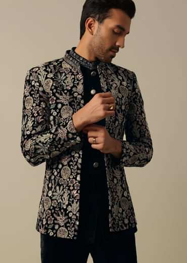 Stylish Black Indowestern Set For Men