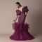Deep Purple Organza Fish Cut Gown With 3D Ruffles