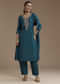 Teal Bandhani Print Silk Kurta Set with Zari Work