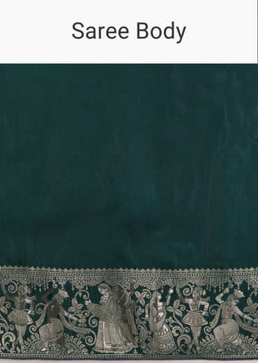 Teal Blue Dola Silk Saree With Zari Woven Motifs