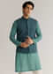 Teal Blue Silk Cutdana Sequins Kurta Jacket Set