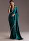 Teal Green Chinon Saree With Cutdana And Sequins Scallop Border