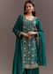 Teal Green Cutdana And Sequins Kurta Sharara With Dupatta