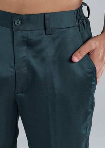 Teal Kurta Set With Hand Embroidery And Cutdana Details