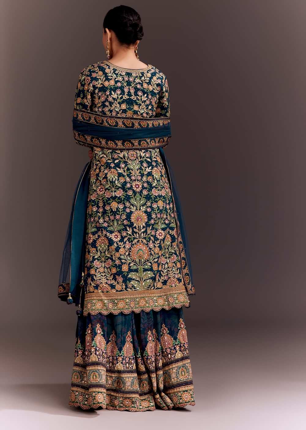 Teal Blue Embroidered Palazzo Set