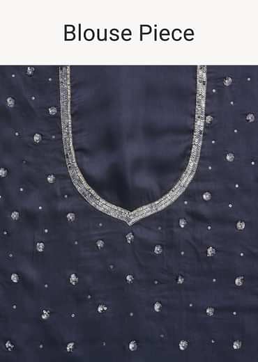 Teal Blue Sequins Saree With Scallop Embroidery Border