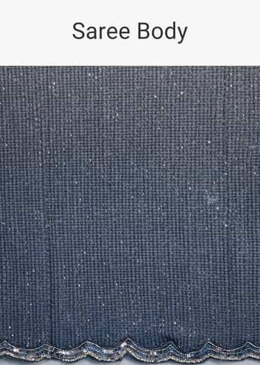 Teal Blue Sequins Saree With Scallop Embroidery Border