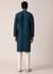 Teal Cotton Silk Kurta Set For Men