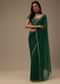 Teal Green Plain Organza Saree With Heavy Cut Dana Work
