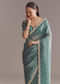 Teal Green Silk Saree With Bead And Sequin Embroidery