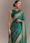 Teal Green Tissue Silk Saree With Zari Border Butti And Pallu