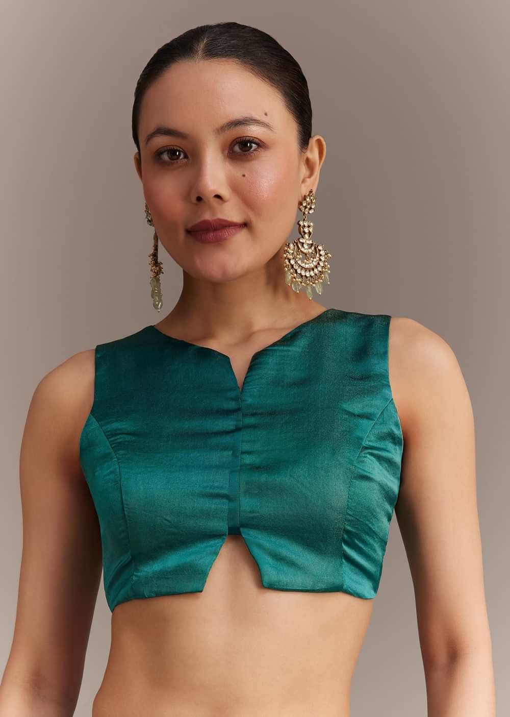 Teal Green Tissue Silk Saree With Zari Border Butti And Pallu