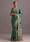 Teal Zari Work Satin Silk Woven Saree And Brocade Border