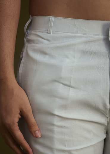 Ice Blue Silk Sherwani Set With Floral Resham And Mirror Work