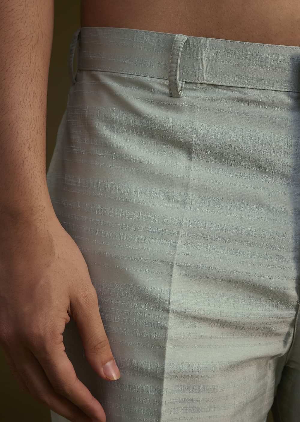 Pista Green Silk Jacket Set With Resham And Mirror Work