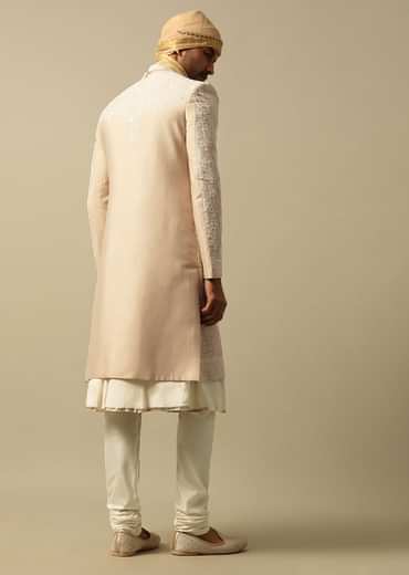 Timeless Beige Banarasi Silk Sherwani