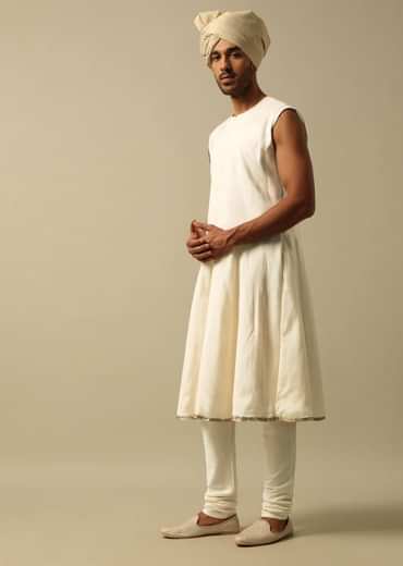 Timeless Beige Banarasi Silk Sherwani