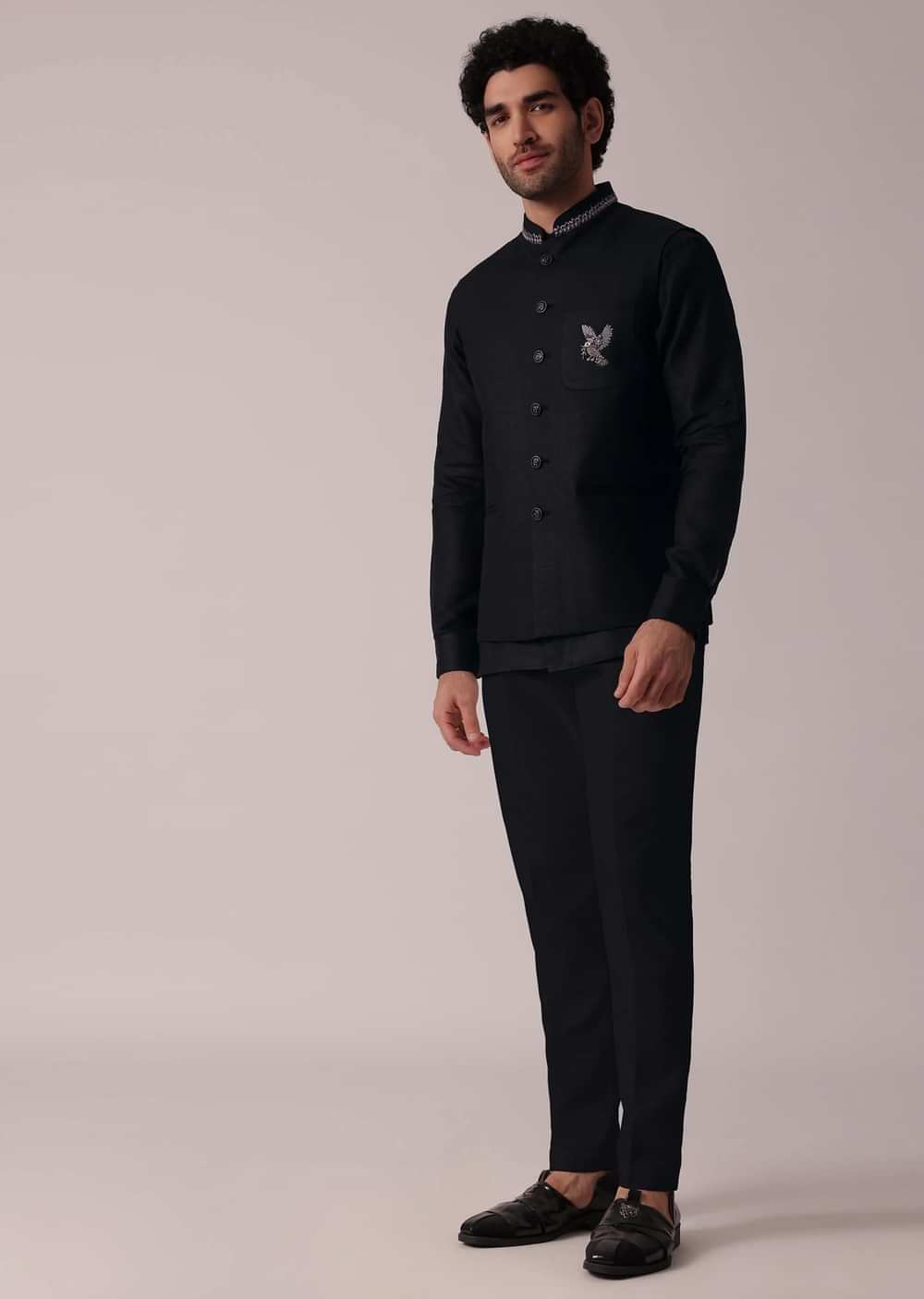 Timeless Black Short Kurta With Intricately Embroidered Bandi