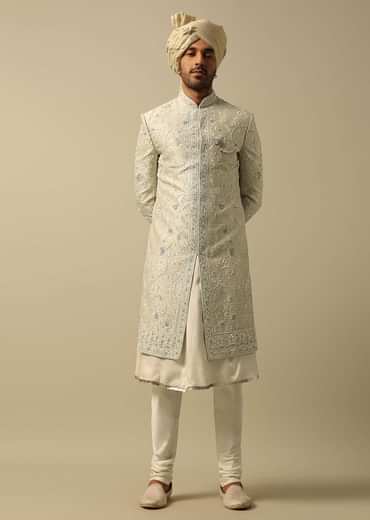 Timeless Green Raw Silk Sherwani