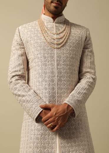 Timeless Peach Raw Silk Sherwani