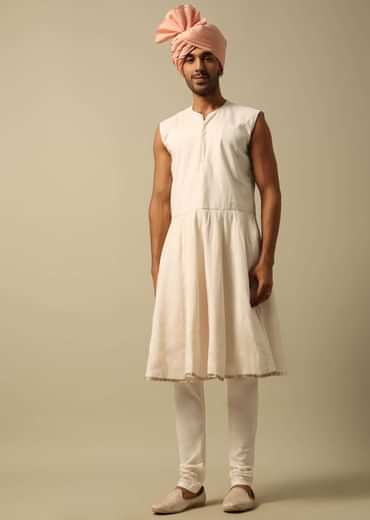 Timeless Peach Raw Silk Sherwani