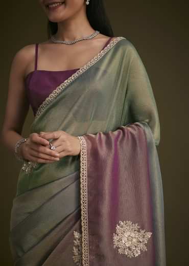 Triple Toned Tissue Sequins Saree
