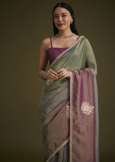 Triple Toned Tissue Sequins Saree