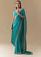 Turquoise Blue Embellished Saree with Unstitched Blouse