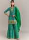 Turquoise Green Chinon Leheriya Embroidered Sharara Set