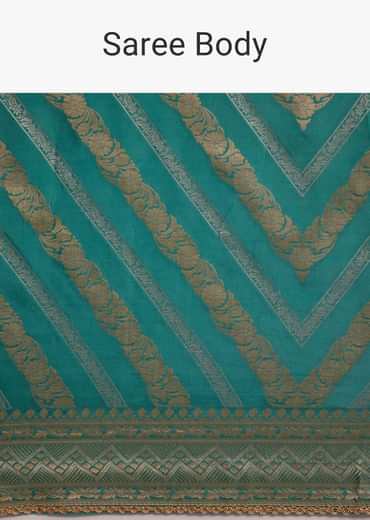 Turquoise Green Dola Silk Saree With Zari Weaving
