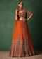 Tussar Orange Embroidered Lehenga With Scoop Neckline Blouse And Dupatta