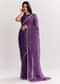 Violet Georgette Saree With Foil Stripes And Gota Patti Mirror Work