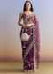 Violet Organza Saree With All Over Embroidered Floral Jaal