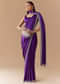 Violet Stone Embellished Saree with Unstitched Blouse