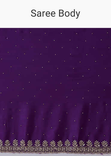 Violet Stone Embellished Saree with Unstitched Blouse
