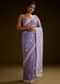 Violet Tissue Saree With Floral Embroidery And Scallop Border