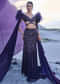 Violet Embroidered Fish Cut Lehenga Set With Attached Trail