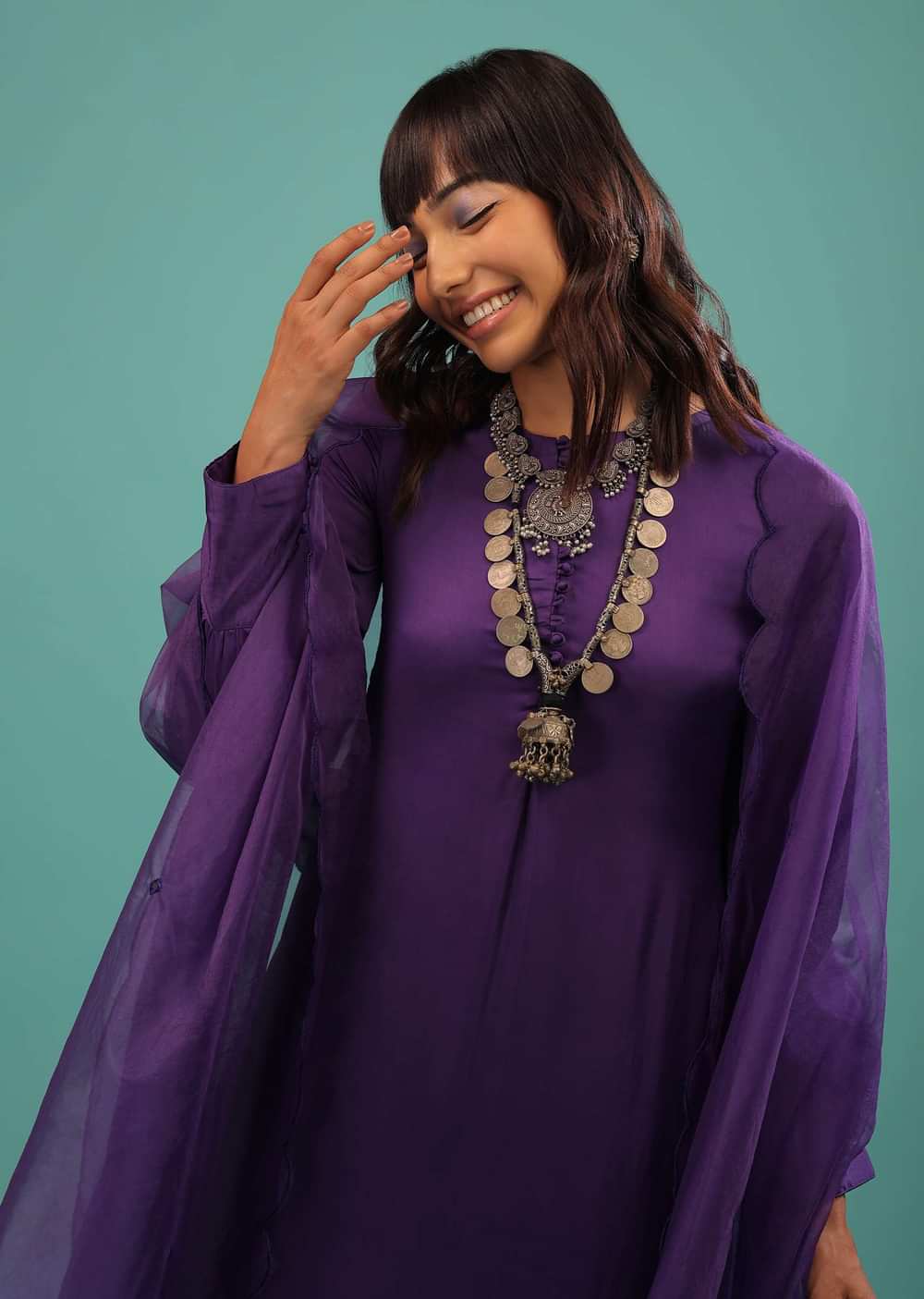 Mauve Purple Purple A Line Suit Made With Bemberg Satin