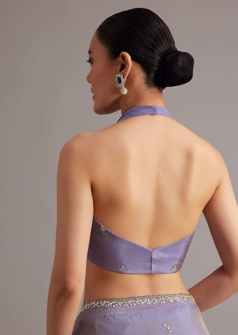 Violet Tissue Silk Saree With Cutdana And Sequin Embroidered Border