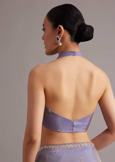 Violet Tissue Silk Saree With Cutdana And Sequin Embroidered Border