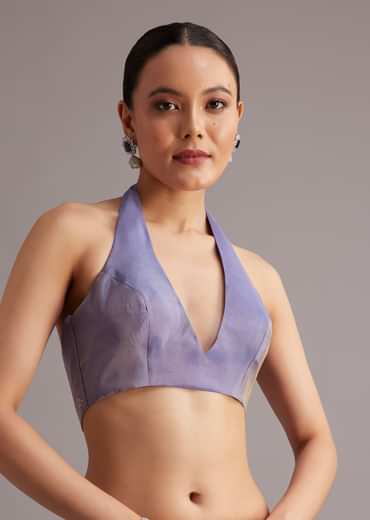 Violet Tissue Silk Saree With Cutdana And Sequin Embroidered Border