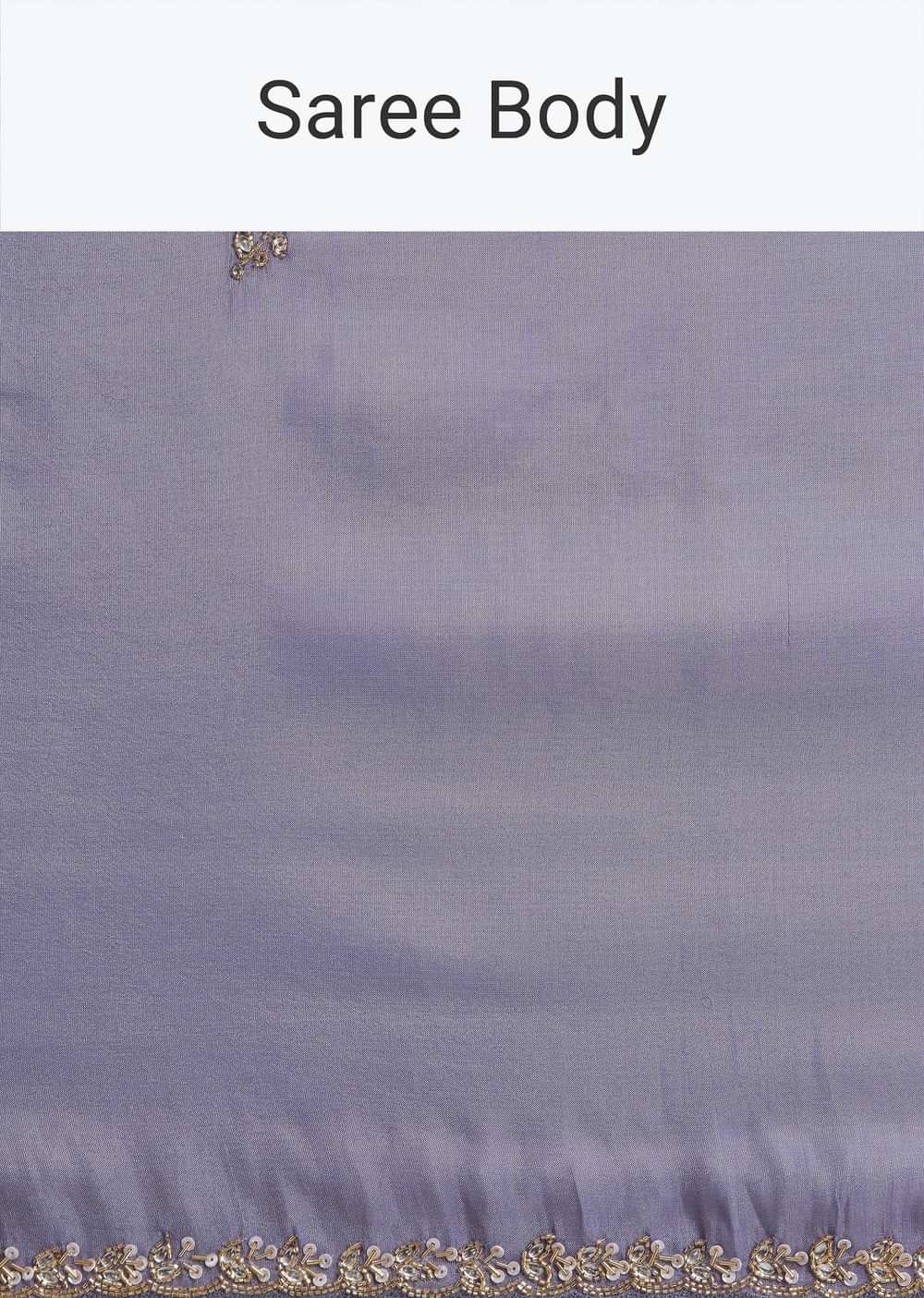 Violet Tissue Silk Saree With Cutdana And Sequin Embroidered Border