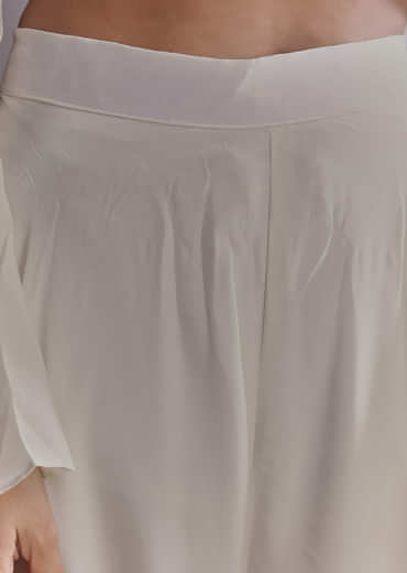 White Crepe Palazzo Suit With Thread And Resham Work