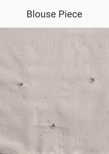 White Crushed Tissue Cutdana And Sequin Embroidered Saree