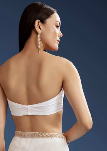 White Crushed Tissue Cutdana And Sequin Embroidered Saree