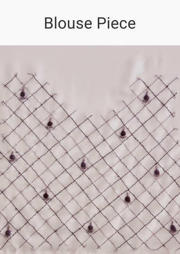 White Georgette Saree With Kashmiri Bud Embroidery