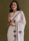 White Georgette Saree With Kashmiri Bud Embroidery