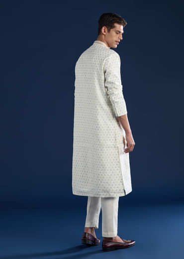 White Jacquard Kurta Set