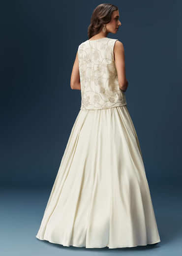 White Lehenga With Embroidered Jacket
